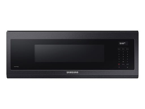 Samsung - 1.1 cu. ft. Smart SLIM Over-the-Range Microwave with 550 CFM Hood Ventilation Wi-Fi  Voice Control - Black Stainless Steel