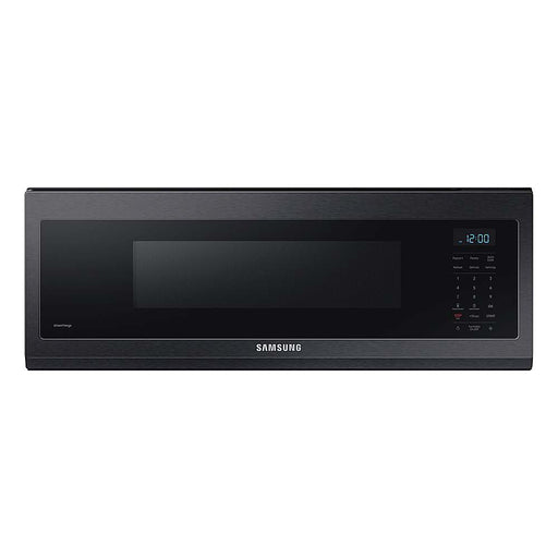 Samsung - 1.1 cu. ft. Smart SLIM Over-the-Range Microwave with 400 CFM Hood Ventilation Wi-Fi  Voice Control - Black Stainless Steel