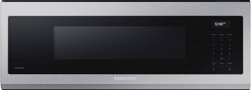 Samsung - 1.1 cu. ft. Smart SLIM Over-the-Range Microwave with 550 CFM Hood Ventilation Wi-Fi  Voice Control - Stainless Steel
