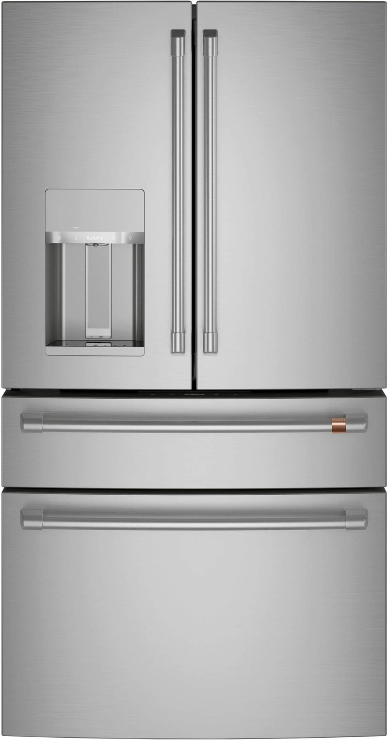 Caf - 36 in. Wide 22.3 Cu. Ft. 4-Door French Door Counter-Depth Smart Refrigerator with Convertible Drawer with Soft Freeze - Stainless Steel