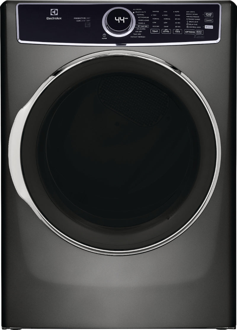 Electrolux - 8.0 Cu. Ft. Stackable Gas Dryer with Steam LuxCare Dry System  Air Dry Cycle - Titanium
