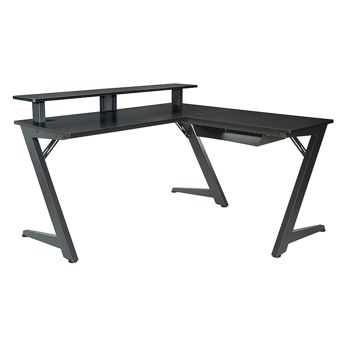 OSP Home Furnishings - Avatar Battlestation L-Shape Gaming Desk with Carbon Top and Matte Legs - Black