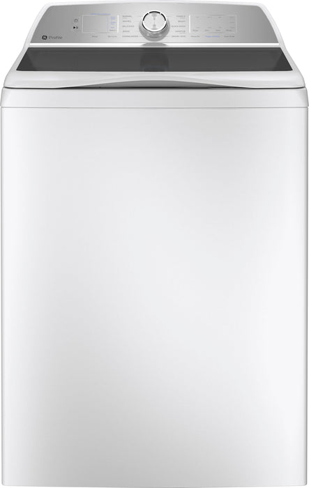 GE Profile - 5.0 Cu Ft High Efficiency Smart Top Load Washer with Smarter Wash Technology Easier Reach  Microban Technology - White