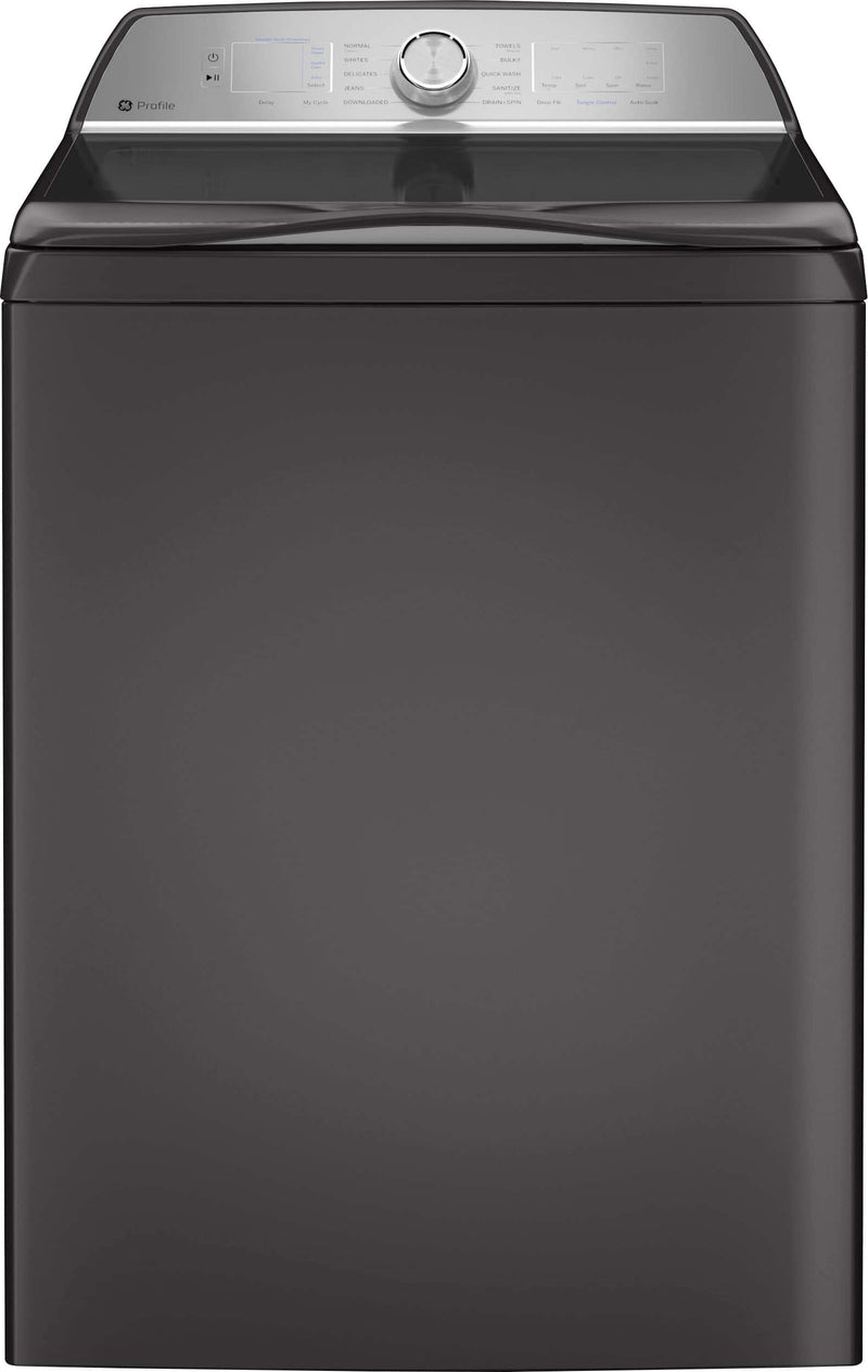 GE Profile - 5.0 Cu. Ft. High Efficiency Smart Top Load Washer with Smarter Wash Technology Easier Reach  Microban Technology - Diamond Gray