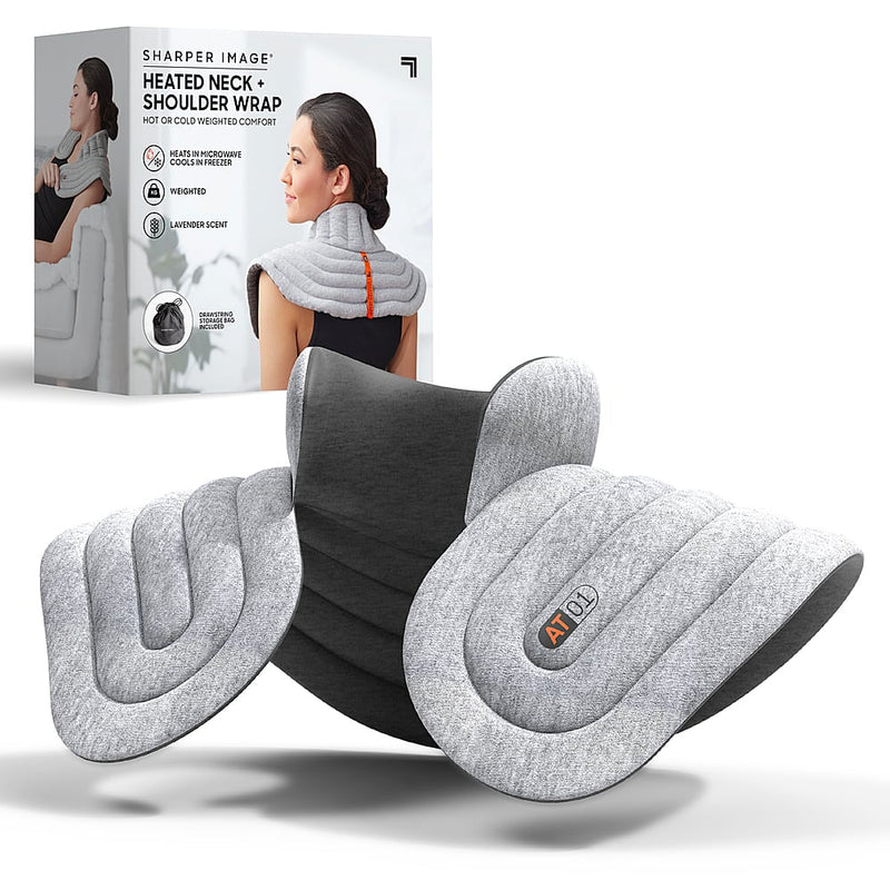 Sharper Image - Heated Neck and Shoulder Aromatherapy Wrap Lavender Scented Hot/Cold - Gray