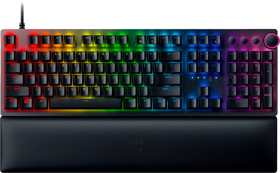 Razer - Huntsman V2 Full Size Wired Optical Purple Clicky Switch Gaming Keyboard with Chroma RGB Backlighting - Black