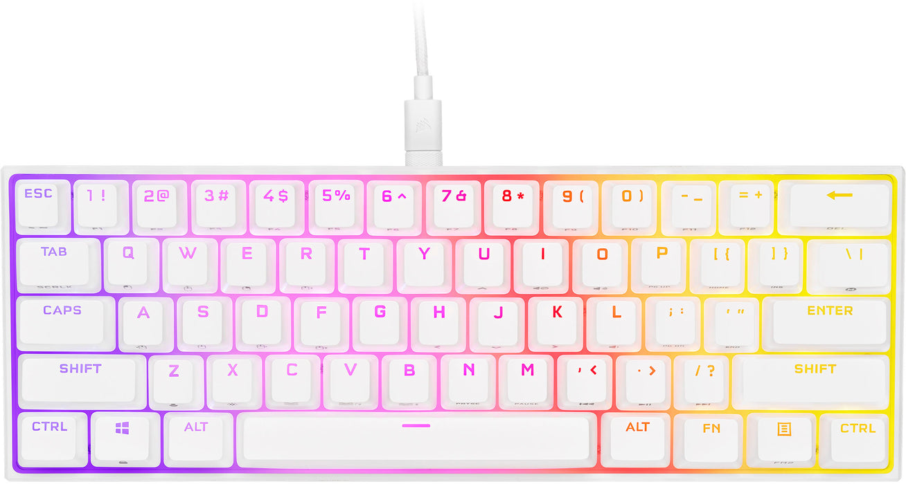 CORSAIR - K65 RGB Mini Wired 60 Mechanical Cherry MX SPEED Linear Switch Gaming Keyboard with PBT Double-Shot Keycaps - White