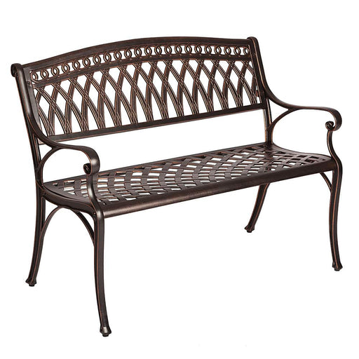 Patio Sense - Simone Cast Aluminum Patio Bench - Antique bronze