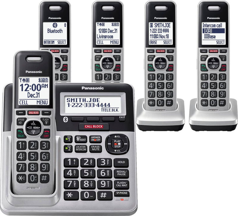 Panasonic - KX-TGF975S Link2Cell DECT 6.0 Expandable Cordless Phone System with Digital Answering System and Smart Call Blocker - Silver