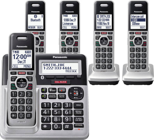 Panasonic - KX-TGF975S Link2Cell DECT 6.0 Expandable Cordless Phone System with Digital Answering System and Smart Call Blocker - Silver