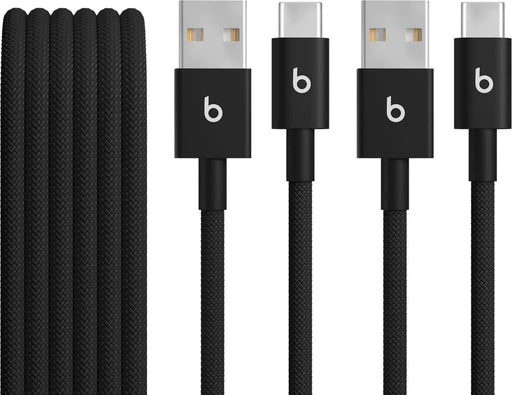Beats - 5' USB-A to USB-C Woven Cable (2-Pack) - Bolt Black