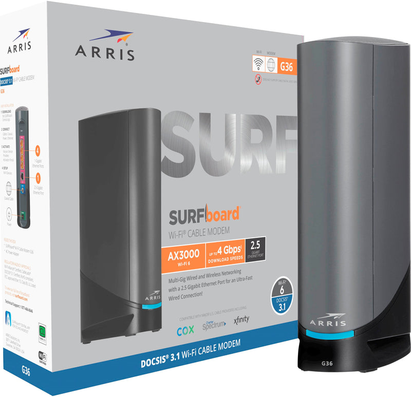 ARRIS - SURFboard DOCSIS 3.1 Multi-Gig Cable Modem  Wi-Fi 6 Router Combo - Black