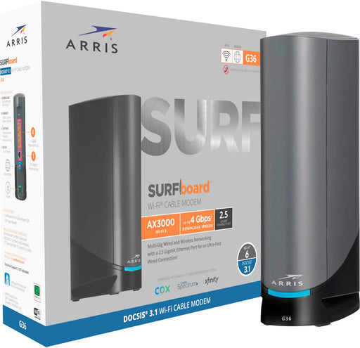 ARRIS - SURFboard DOCSIS 3.1 Multi-Gig Cable Modem  Wi-Fi 6 Router Combo - Black