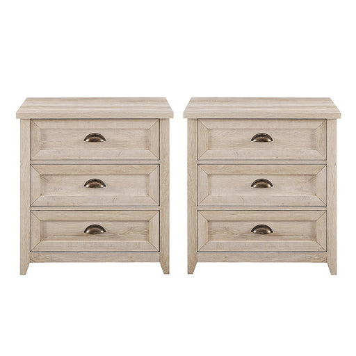 Walker Edison - 2-Piece Farmhouse Framed-Drawer Nightstand Set - White Oak