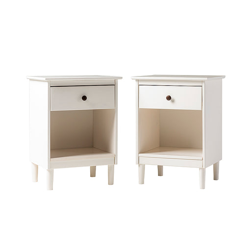 Walker Edison - Classic Wood 1-Drawer Nightstand set of 2 - White