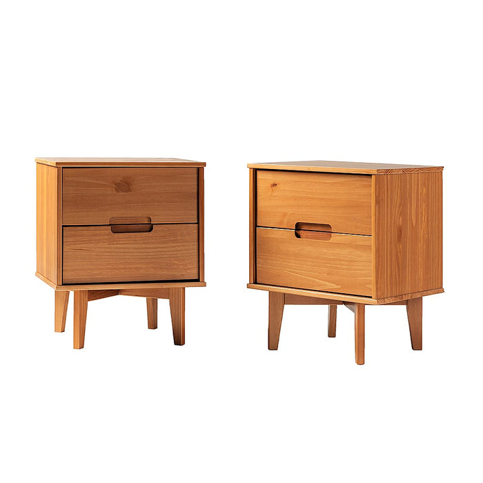 Walker Edison - Mid Century Solid Wood Nightstand set of 2 - Caramel