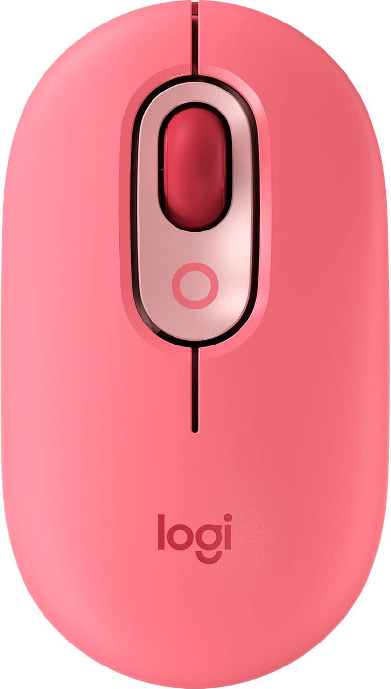 Logitech - POP Mouse Wireless Bluetooth Optical Ambidextrous Mouse with Customizable Emojis - Wireless - Heartbreaker Rose