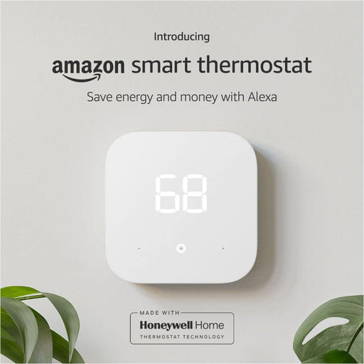 Amazon - Smart Programmable Thermostat with Alexa C-Wire Required - White