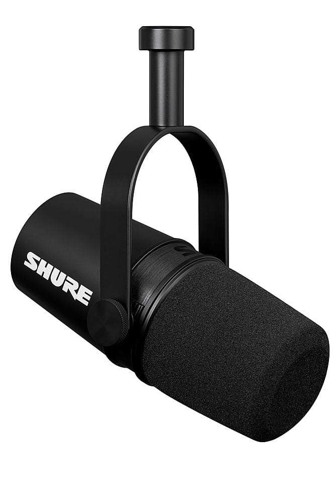 Shure - MV7X Podcast Microphone with Stand  XLR Outputs for Podcasting Live Streaming Music Recording  Youtube Content - Black