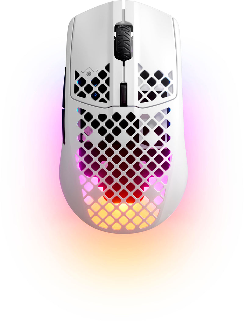 SteelSeries - Aerox 3 Super Light Honeycomb Wireless RGB Optical Gaming Mouse - Wireless - Snow