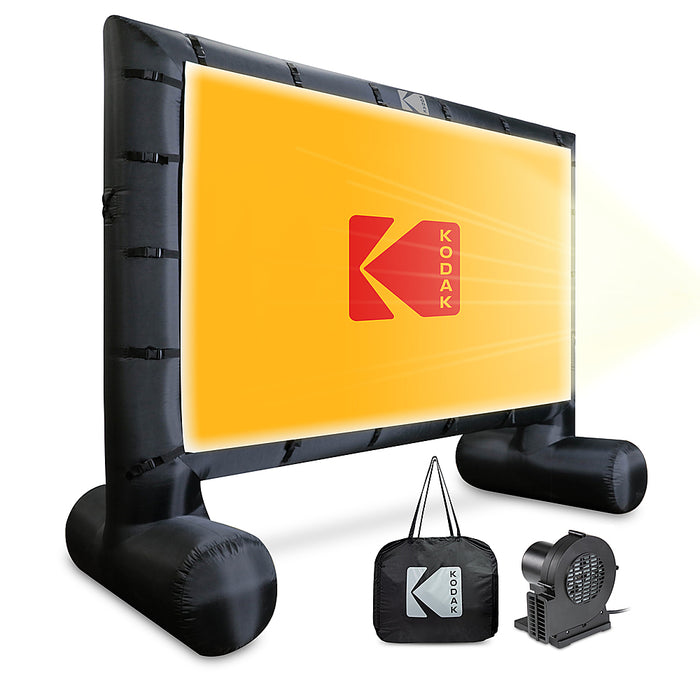 Kodak - Giant Inflatable Projector Screen Outdoor Movie Screen 14.5 ft. Blow Up Projector Screen with Pump and Carrying Case - White