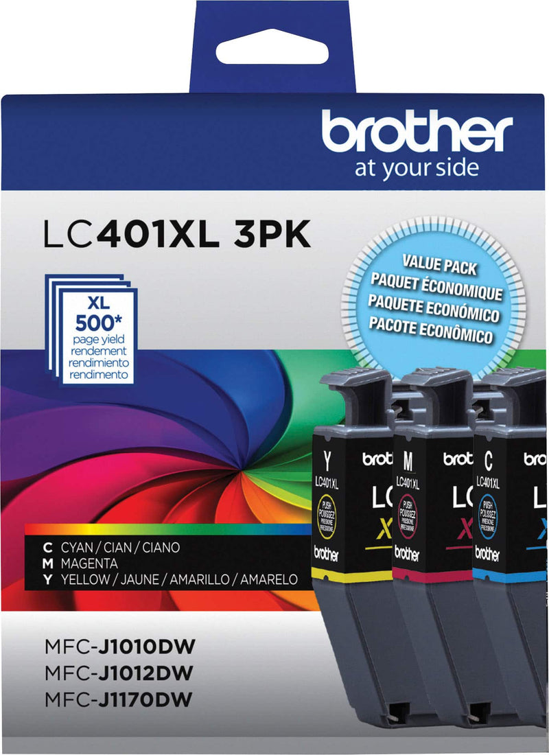 Brother - LC401XL 3PK High-Yield 3-Pack Color Ink Cartridges - Cyan/Magenta/Yellow