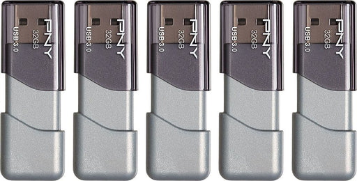 PNY - Turbo Attach 3 32GB USB 3.0 Type A Flash Drive 5-Pack - Silver