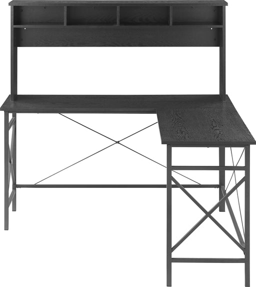 Insignia - L-Shaped Computer Desk with Hutch - Black