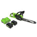 Greenworks - 48-Volt 14-Inch Cordless Brushless Chainsaw (2 x 4Ah Batteries and 1 x Dual Port Charger) - Green