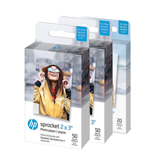 HP - Sprocket 2" x 3" Premium Zink Sticky Backed Photo Paper Bundle - White