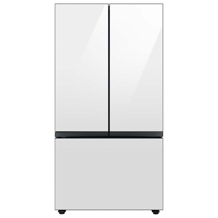 Samsung - BESPOKE 30 cu. ft. 3-Door French Door Smart Refrigerator with Beverage Center - White Glass