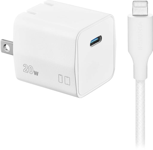 Insignia - 20W USB-C Fast Charger Kit for iPhone 14/13/12/11/X/8 series iPhone SE - White