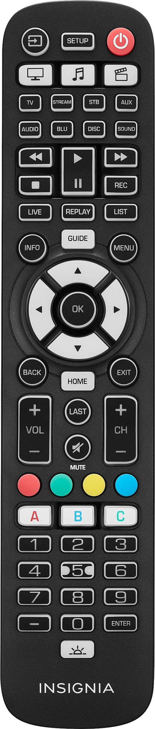 Insignia - 8-Device Backlit Universal Remote - Black