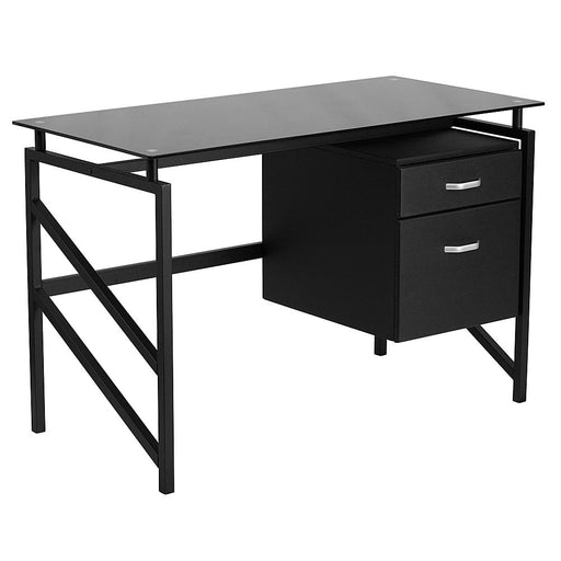 Alamont Home - Singleton Rectangle Contemporary Glass  Home Office Desk - Black