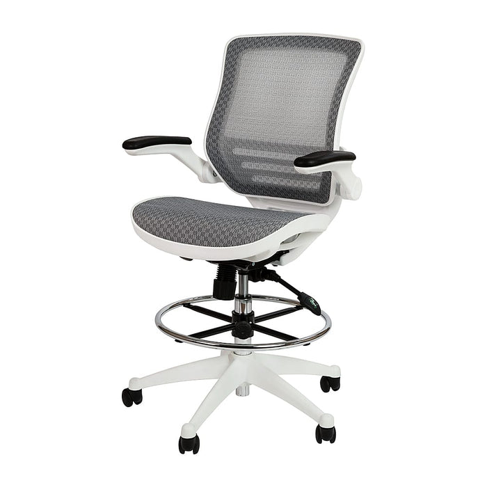 Alamont Home - Waylon Modern Mesh Drafting Stool - Gray Mesh/White Frame