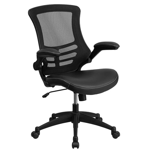 Alamont Home - Kelista Contemporary Leather/Faux Leather Swivel Office Chair - Black LeatherSoft/Mesh