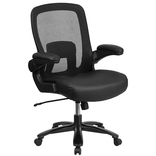 Alamont Home - Hercules Big  Tall 500 lb. Rated Black Mesh/LeatherSoft Ergonomic Chair - Black LeatherSoft/Mesh