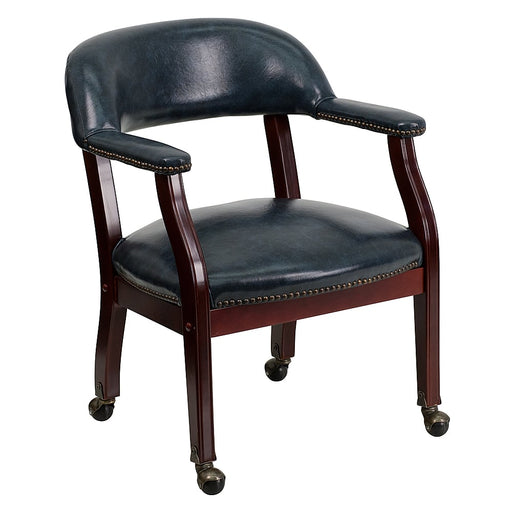 Alamont Home - Sarah  Traditional Vinyl Side Chair - Upholstered - Navy Vinyl