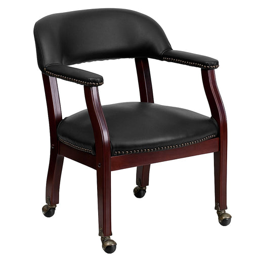 Alamont Home - Sarah  Traditional Vinyl Side Chair - Upholstered - Black Vinyl