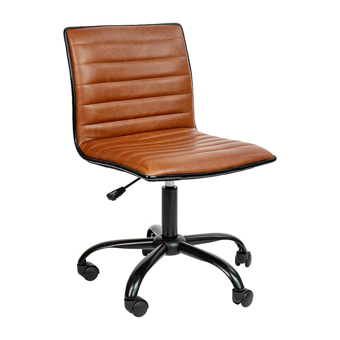 Flash Furniture - Alan Contemporary Vinyl Swivel Office Chair - Brown Vinyl/Black Frame