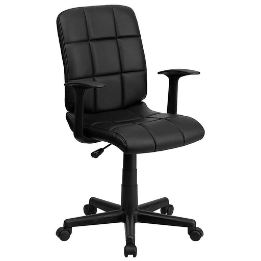 Alamont Home - Clayton Modern Vinyl Swivel Office Chair with Arms - Black