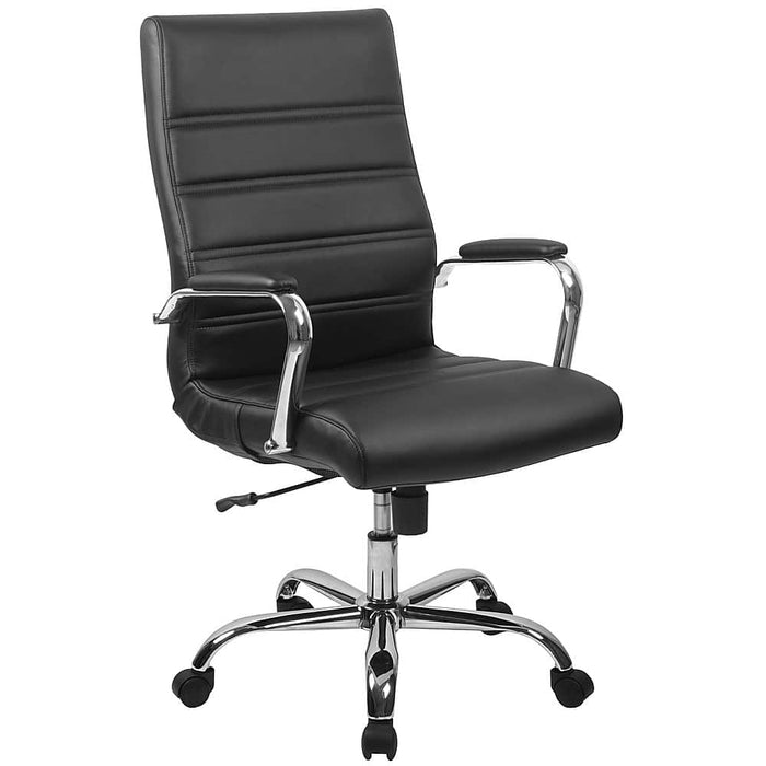 Alamont Home - Whitney High Back Modern Leather/Faux Leather Executive Swivel Office Chair - Black LeatherSoft/Chrome Frame