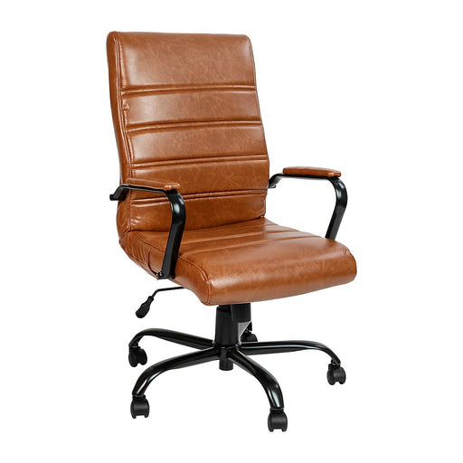 Alamont Home - Whitney High Back Modern Leather/Faux Leather Executive Swivel Office Chair - Brown LeatherSoft/Black Frame