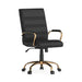 Alamont Home - Whitney Mid-Back Modern Leather/Faux Leather Executive Swivel Office Chair - Black LeatherSoft/Gold Frame