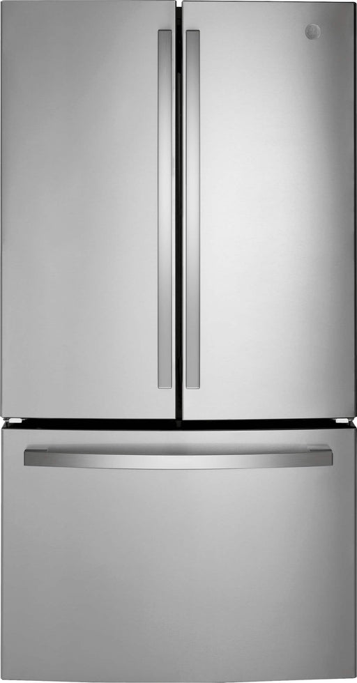 GE - 36 in. Wide 27.0 Cu. Ft. French Door Refrigerator with Internal Water Dispenser - Stainless Steel