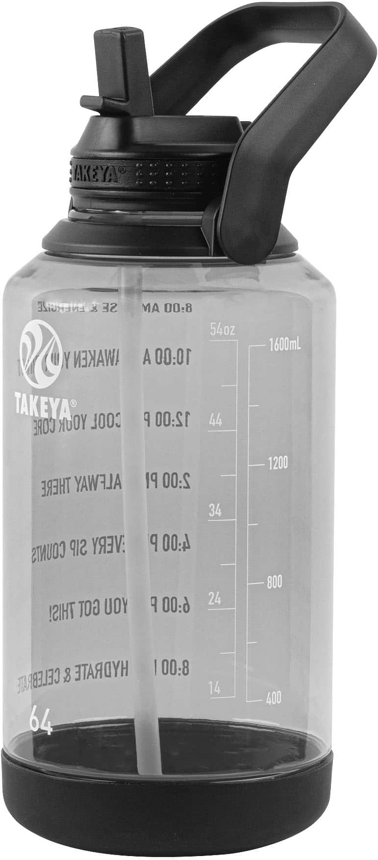 Takeya - Tritan 64-oz. Motivational Water Bottle with Straw Lid - Stormy Black