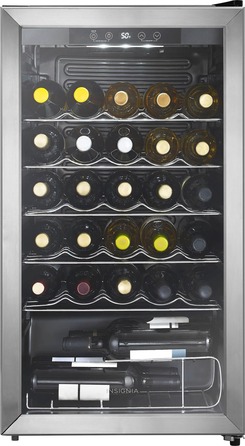 Insignia - 29-Bottle Wine Cooler with ENERGY STAR Certification - Stainless Steel