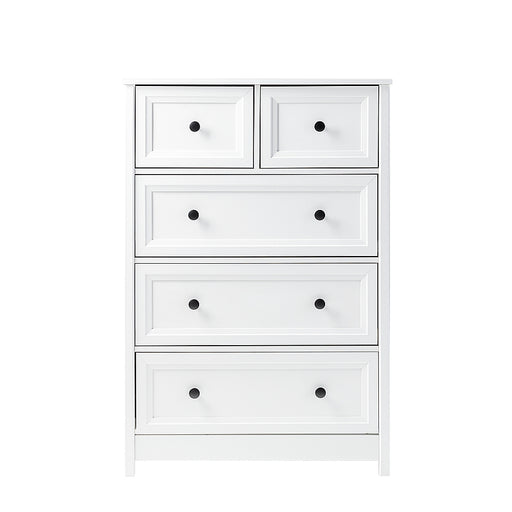 Walker Edison - Classic Grooved 5-Drawer Dresser - White