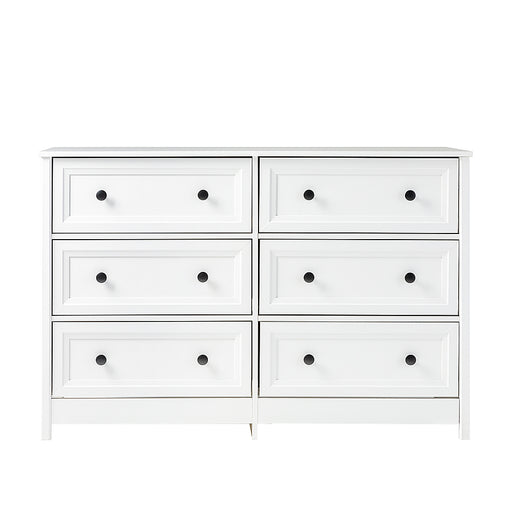 Walker Edison - Classic Grooved 6-Drawer Dresser - White