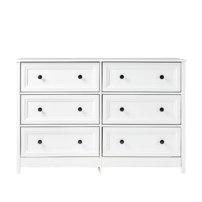 Walker Edison - Classic Grooved 6-Drawer Dresser - White